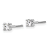 18k White Gold 1/4 carat Certified Lab Grown Diamond VS+ F+ Round Complete Four Prong Screwback Stud Earrings
